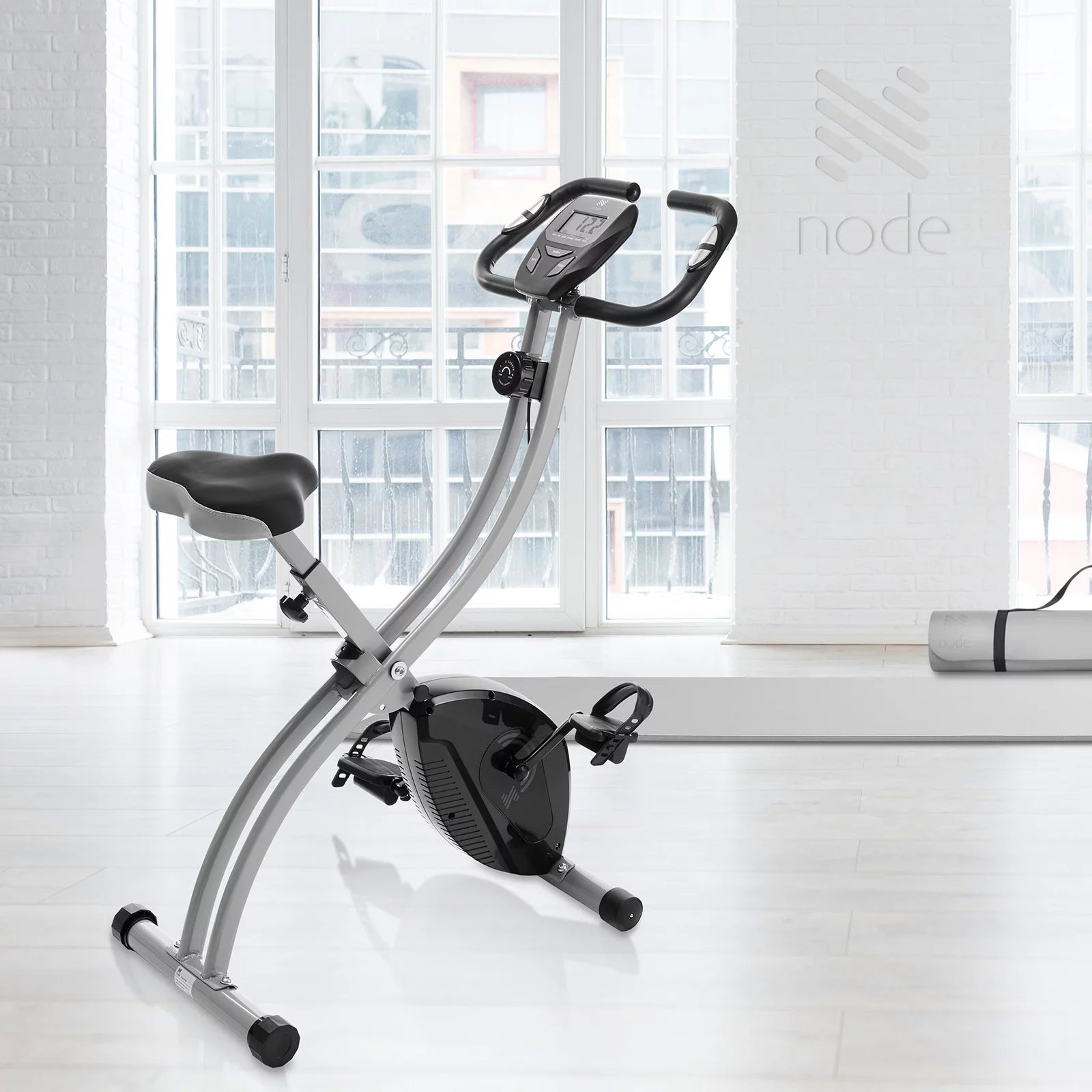 Indoor Cycling Bike - Folding, Upright Stationary Exercise Cycle with Magnetic Resistance